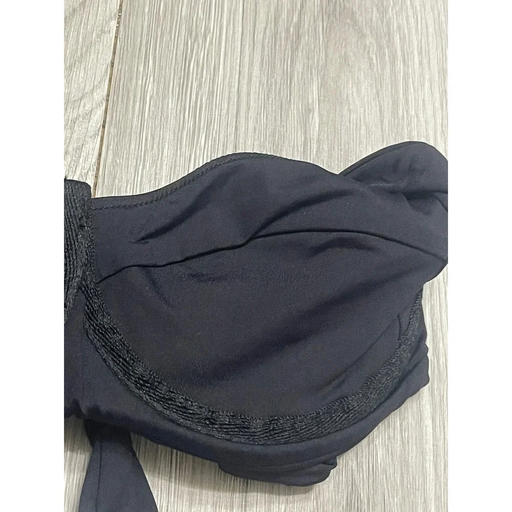 L Space minimalist black underwire tie-back bikini top